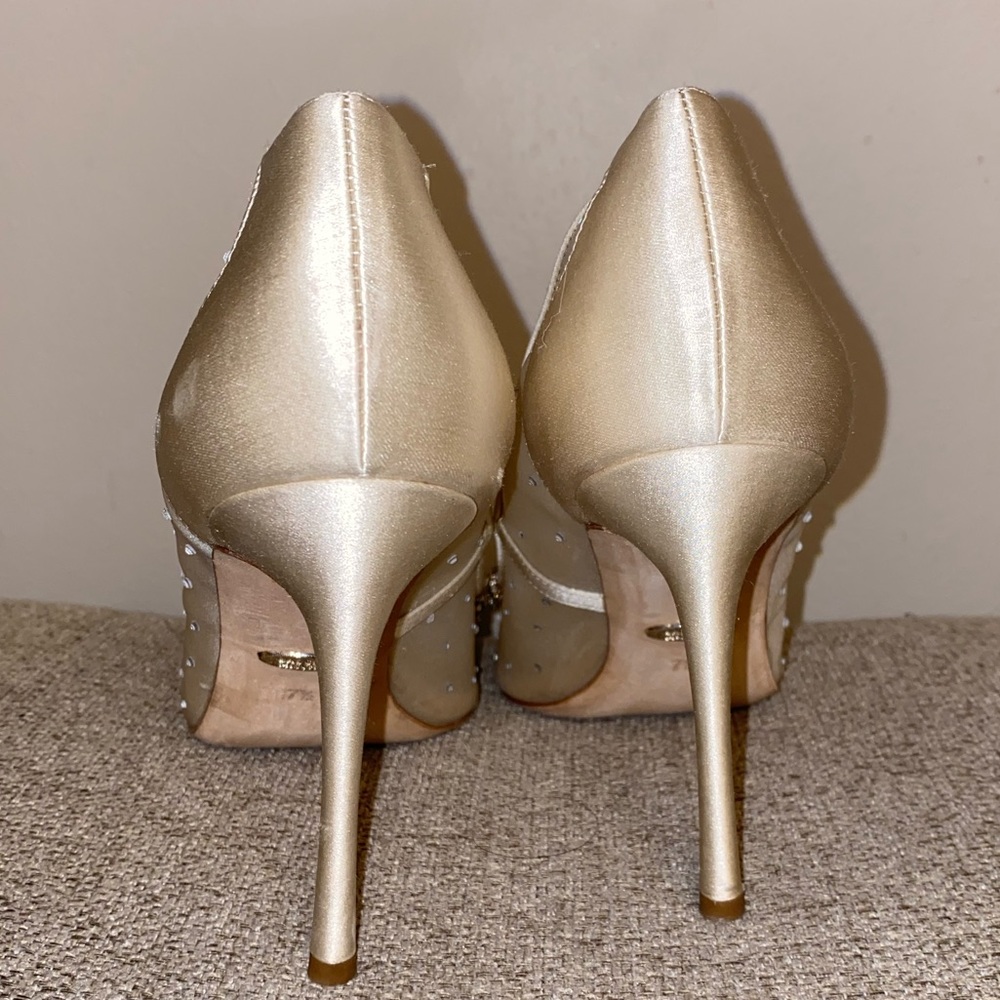 Badgley Mischka Quintana Mesh Embellished High-Heel Pumps in Champagne - Picture 15 of 16